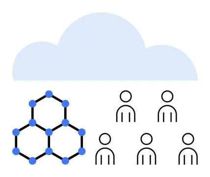 Cloud Computing Concept with Network Nodes and Users イラスト素材