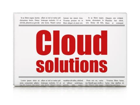 Cloud computing concept: newspaper headline Cloud Solutions Ilustração Stock