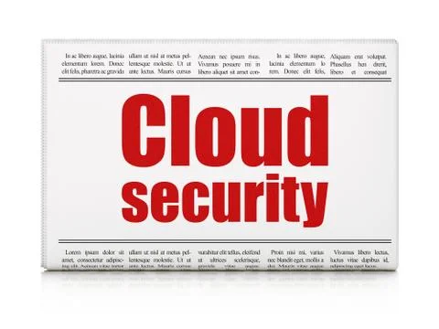 Cloud computing concept: newspaper headline Cloud Security Stock Illustration