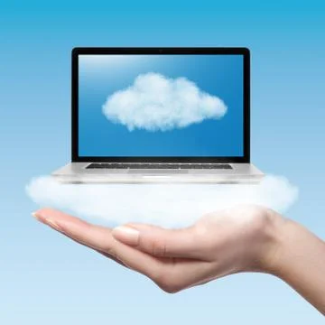 Cloud computing concept in notebook Stock Photos