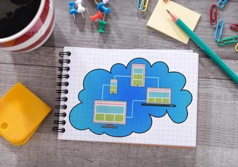 Cloud computing concept on a notepad Stock Photos