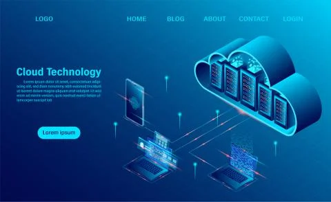 Cloud Computing Concept. Online computing technology. Big data flow processin 스톡 일러스트