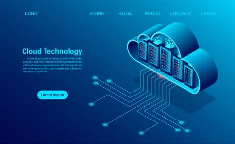 Cloud Computing Concept. Online computing technology. Big data flow processin Stockillustratie