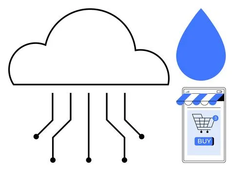 Cloud Computing Concept for Online Shopping and Digital E-Commerce Solutions Stock Illustration