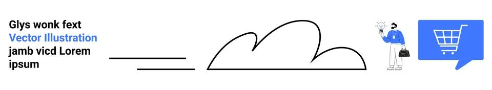 Cloud Computing Concept with Online Shopping and Data Management Elements Stock Illustration