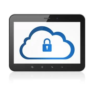 Cloud computing concept: Padlock on tablet pc computer Stock Illustration