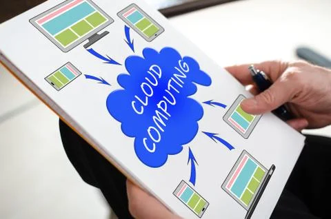 Cloud computing concept on a paper Stock Photos