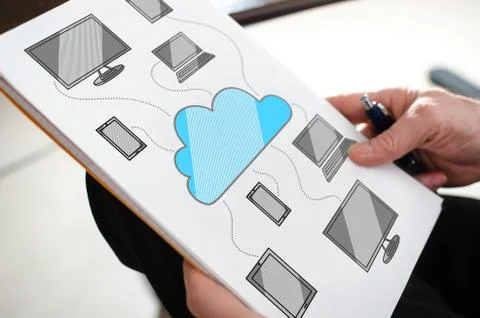 Cloud computing concept on a paper 스톡 사진