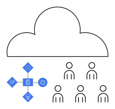 Cloud Computing Concept with People and Task Management Icons Stock Illustration