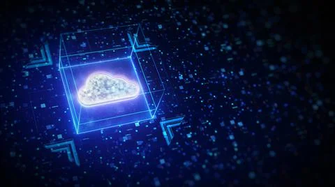 Cloud computing. The concept of protecting and storing data on digital inform イラスト素材