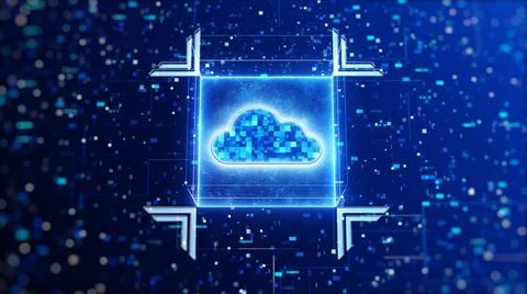 Cloud computing. The concept of protecting and storing data on digital inform Stockillustratie