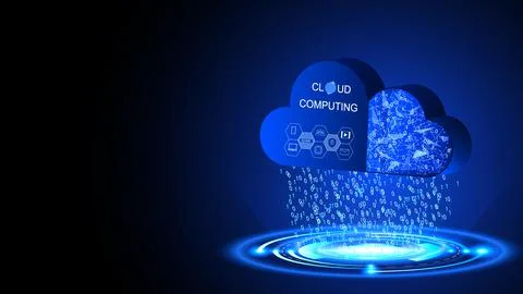 Cloud computing. The concept of protecting and storing data on digital informati Stock Illustration