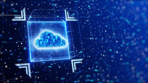 Cloud computing. The concept of protecting and storing data on digital inform 스톡 사진
