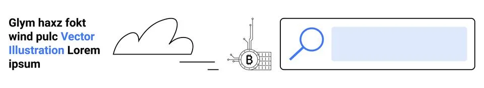 Cloud Computing Concept with Search Bar and Binary Code Elements Stock Illustration