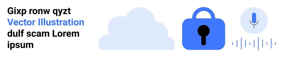 Cloud Computing Concept with Security and Voice Assistant Theme 스톡 일러스트