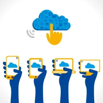 Cloud computing concept with shape different information イラスト素材