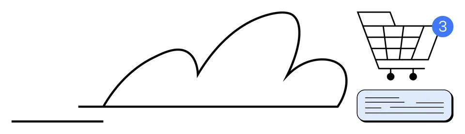 Cloud computing concept with shopping cart notification and document icon o.. Stock Illustration