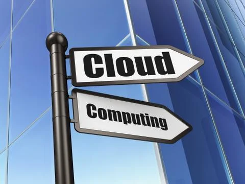 Cloud computing concept: sign Cloud Computing on Building background Illustrazione stock