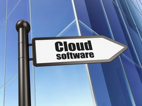Cloud computing concept: sign Cloud Software on Building background Illustrazione stock
