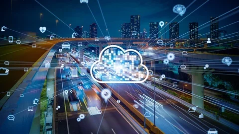 Cloud computing concept. Smart city. Communication network. Stock Footage 122920280