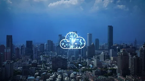 Cloud computing concept. Smart city. Communication network. 스톡 동영상 128752000