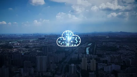 Cloud computing concept. Smart city. Communication network. Stock Footage 128752378