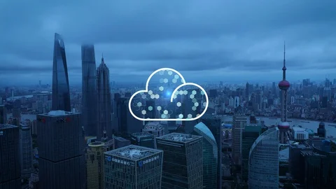 Cloud computing concept. Smart city. Communication network. 스톡 동영상 128752479