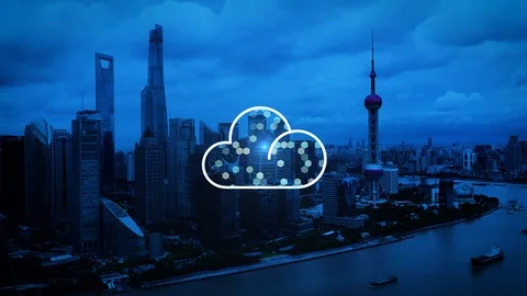 Cloud computing concept. Smart city. Communication network. Video stock 128752645