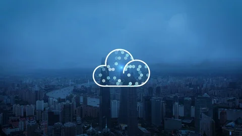 Cloud computing concept. Smart city. Communication network. 스톡 동영상 128752917