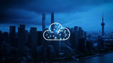 Cloud computing concept. Smart city. Communication network. Stock Footage 128753051