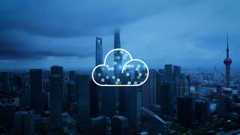 Cloud computing concept. Smart city. Communication network. 스톡 동영상 128753220