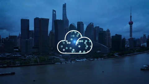 Cloud computing concept. Smart city. Communication network. 스톡 동영상 128753432
