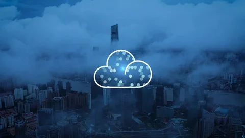 Cloud computing concept. Smart city. Communication network. Stock Footage 128753459