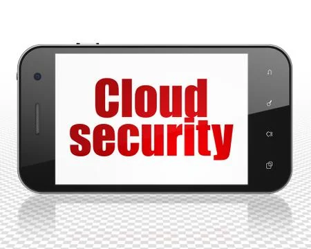 Cloud computing concept: Smartphone with Cloud Security on display 스톡 일러스트