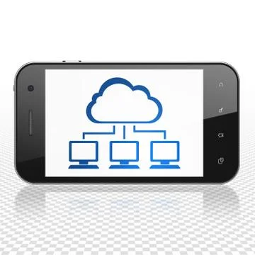 Cloud computing concept: Smartphone with Cloud Network on display イラスト素材