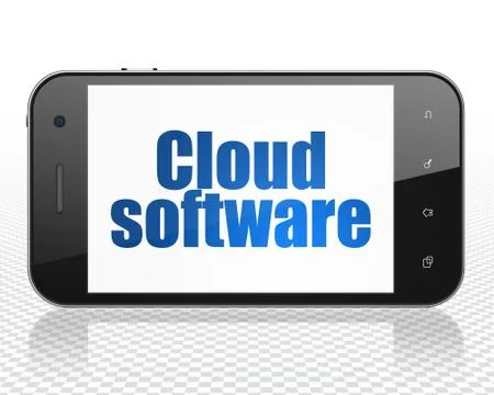 Cloud computing concept: Smartphone with Cloud Software on display Illustrazione stock