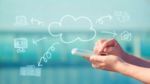 Cloud Computing concept with smartphone 스톡 일러스트
