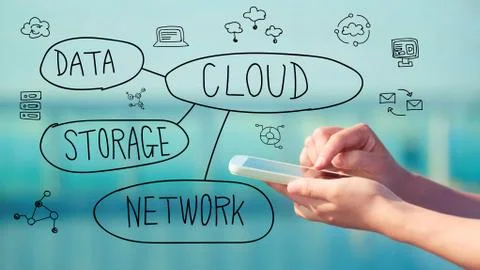 Cloud Computing concept with smartphone 스톡 일러스트