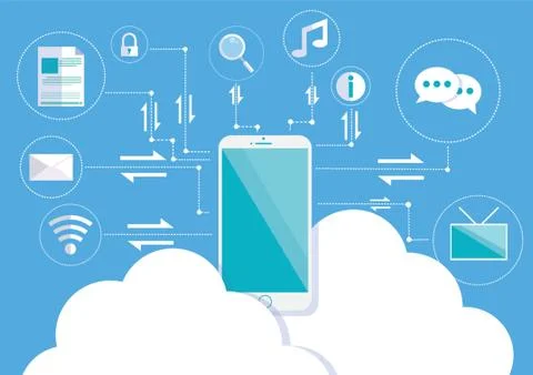 Cloud Computing Concept With Smartphone 库存插图