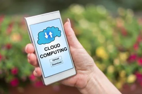 Cloud computing concept on a smartphone Stock Photos