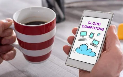 Cloud computing concept on a smartphone 스톡 사진