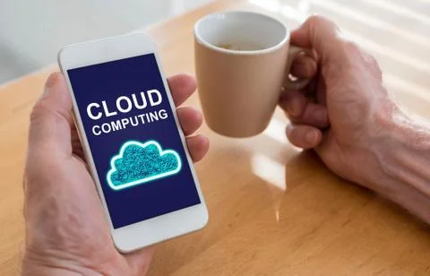 Cloud computing concept on a smartphone 스톡 사진