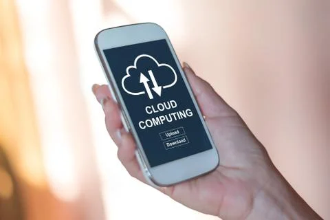 Cloud computing concept on a smartphone Stock Photos