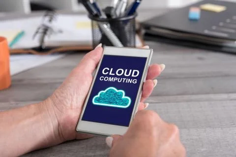 Cloud computing concept on a smartphone Foto stock