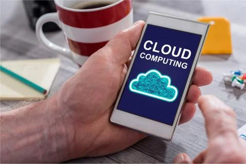 Cloud computing concept on a smartphone Foto stock