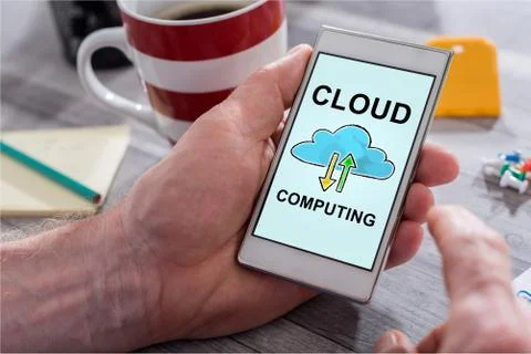 Cloud computing concept on a smartphone 스톡 사진