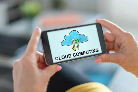 Cloud computing concept on a smartphone 스톡 사진