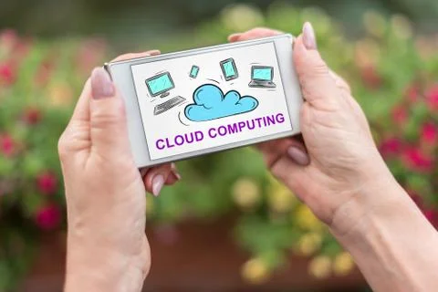 Cloud computing concept on a smartphone 스톡 사진