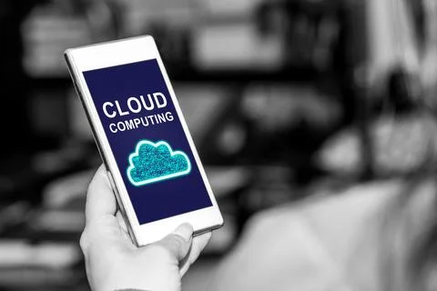 Cloud computing concept on a smartphone Stock Photos
