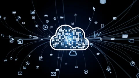 Cloud computing concept. Software as a Service. SaaS. Communication network. Stock Footage 126707037